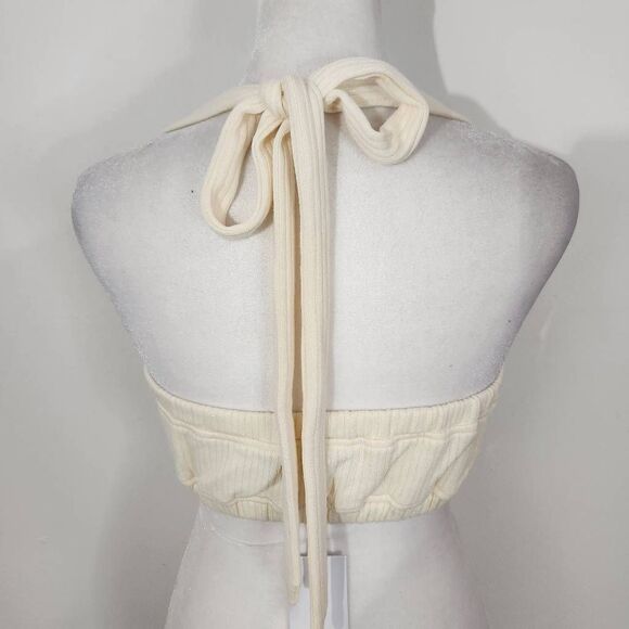 WeWoreWhat Cream Halter Crop Top Size Medium NWT Tie Neck Halter Top - Picture 6 of 11
